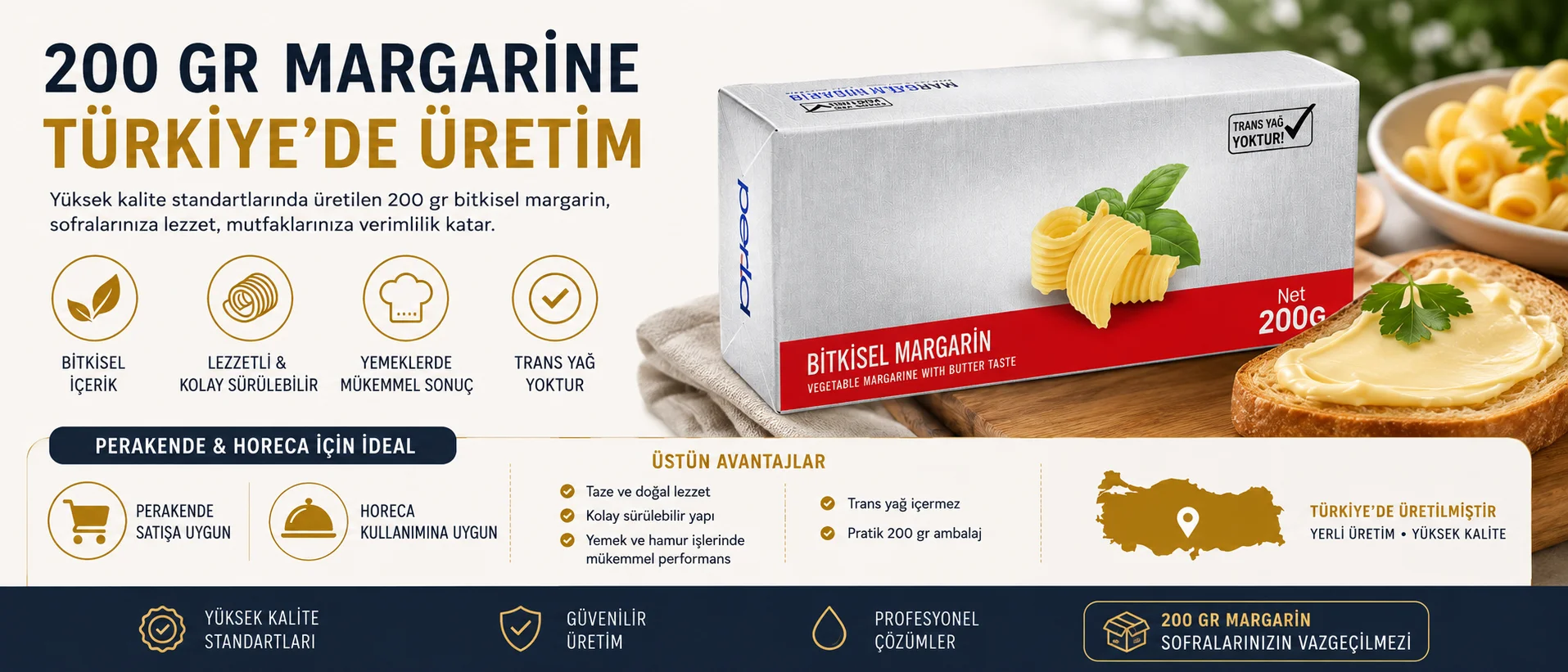 200 Gr Margarine Manufacturer In Turkey For Retail And Horeca